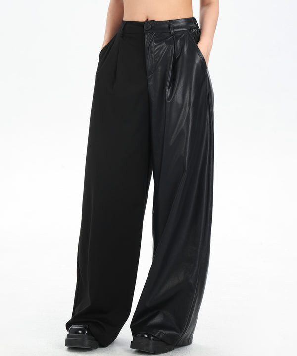 Contrast Texture Wide Pants